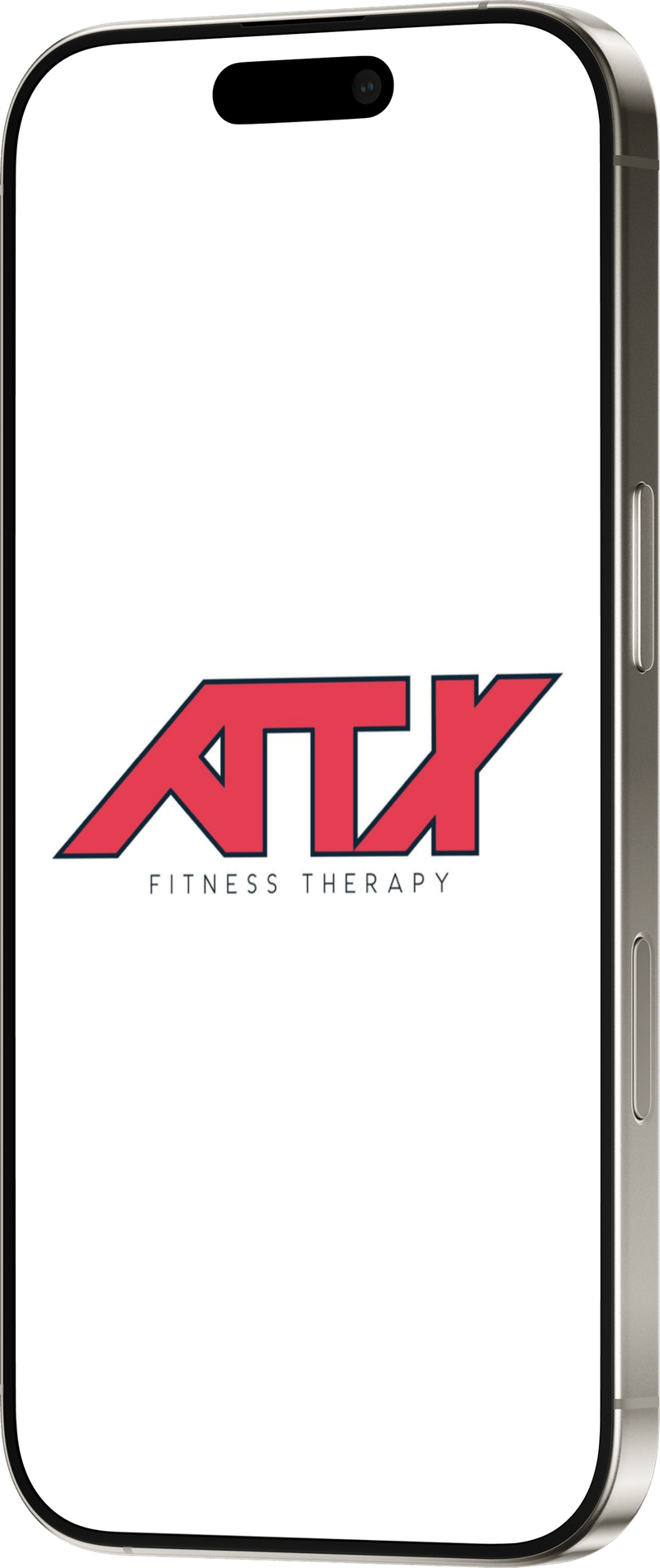 ATX Fitness Therapy mobile app displayed on a phone